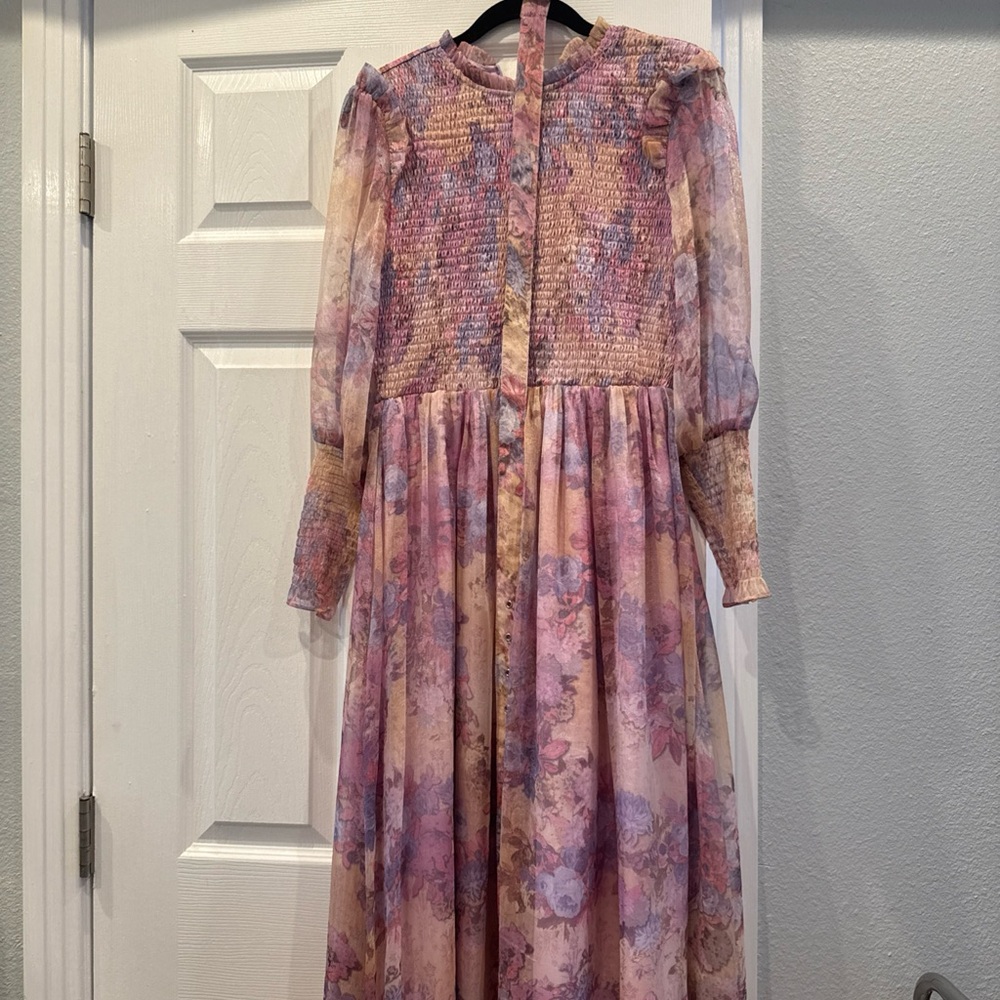 Ivy City Co Pink Floral Midi Dress